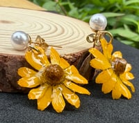 Image 2 of Real Daisy Resin Drop Earrings