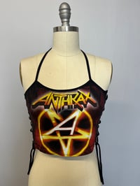 Image 1 of Anthrax Lace Up Crop Top -Size Small
