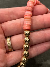 Image 3 of Mismatched pink stone and gold necklace 