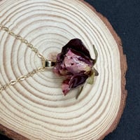 Image 1 of Wine Red Rose Resin Pendant Necklace 