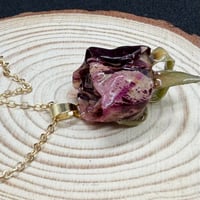 Image 2 of Wine Red Rose Resin Pendant Necklace 