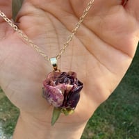 Image 4 of Wine Red Rose Resin Pendant Necklace 