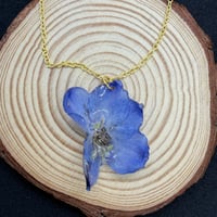Image 2 of Blue Delphinium Resin Pendant Necklace