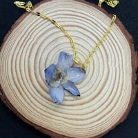 Image 3 of Blue Delphinium Resin Pendant Necklace