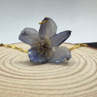 Image 4 of Blue Delphinium Resin Pendant Necklace