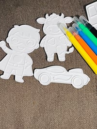 Image 1 of 3D Printed Coloring Palettes for Kids | Color-Craft Kit | Reusable Raised-Line Coloring Blanks 