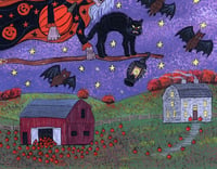 Image 4 of "Nighttime Pumpkin Picking" Signed 8.5x11 Print