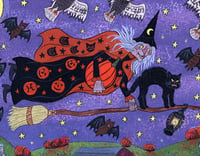 Image 2 of "Nighttime Pumpkin Picking" Signed 8.5x11 Print
