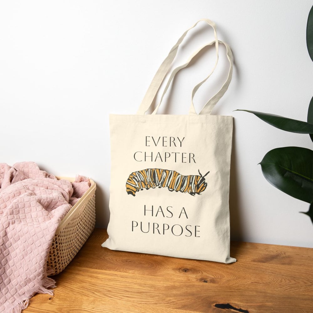 Image of Every Chapter Has a Purpose Canvas Tote — Inspirational Book Lover Tote Bag