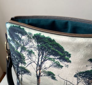 Image of Scots pines, large shoulder bag with crossbody leather strap 