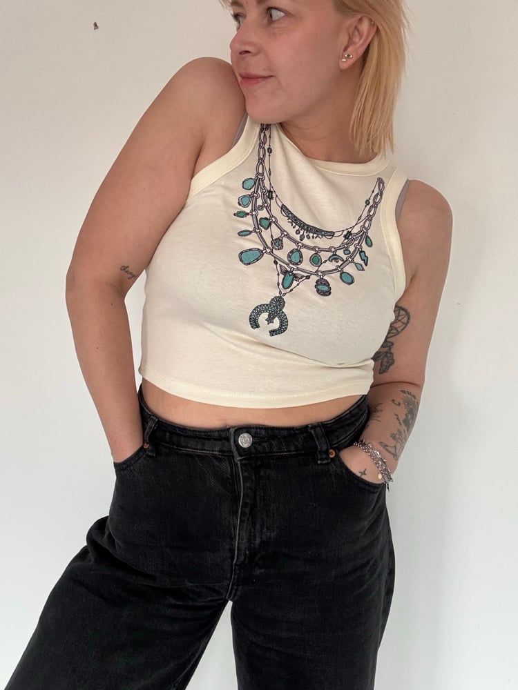 Image of Turquoise pendant western vest 