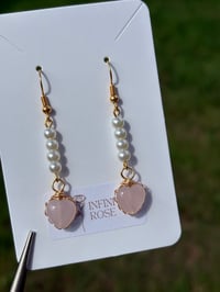 Image 2 of Rose Quartz Heart Earrings