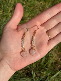 Image 3 of Rose Quartz Heart Earrings