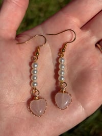 Image 4 of Rose Quartz Heart Earrings