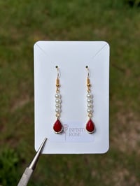 Image 1 of Red Drop Dangly Earrings