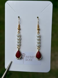Image 2 of Red Drop Dangly Earrings