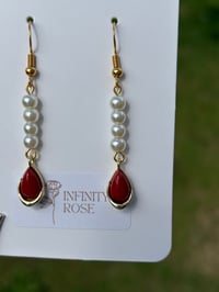 Image 3 of Red Drop Dangly Earrings
