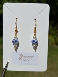 Image 2 of Porcelain Blue Blossom Drop Earrings