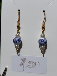 Image 3 of Porcelain Blue Blossom Drop Earrings