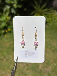 Image 1 of Porcelain Pink Blossom Drop Earrings