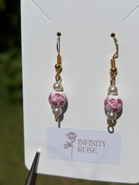 Image 3 of Porcelain Pink Blossom Drop Earrings