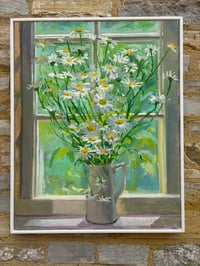 Image 3 of Daisies against window in cream jug 63cm x 79cm