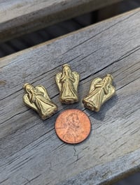 Image 4 of Czech Glass Praying Angel Charm Bead | Chalk White Antique Gold Focal (23x13mm)