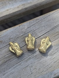 Image 2 of Czech Glass Praying Angel Charm Bead | Chalk White Antique Gold Focal (23x13mm)