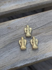 Image 6 of Czech Glass Praying Angel Charm Bead | Chalk White Antique Gold Focal (23x13mm)