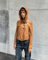 Image 1 of HOODED LEATHER JACKET