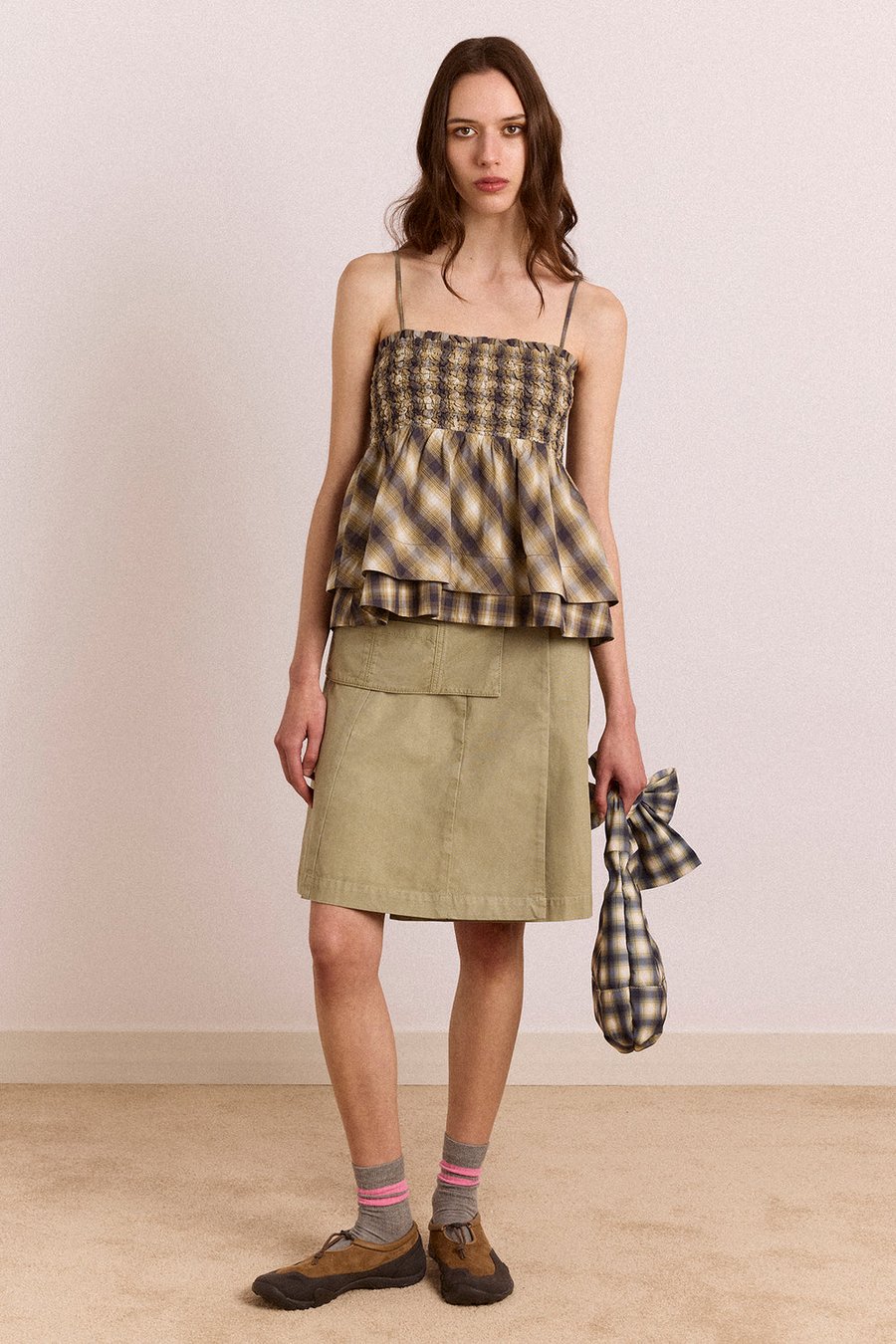 Image of 1-Top Azalea Cami Cardamom check