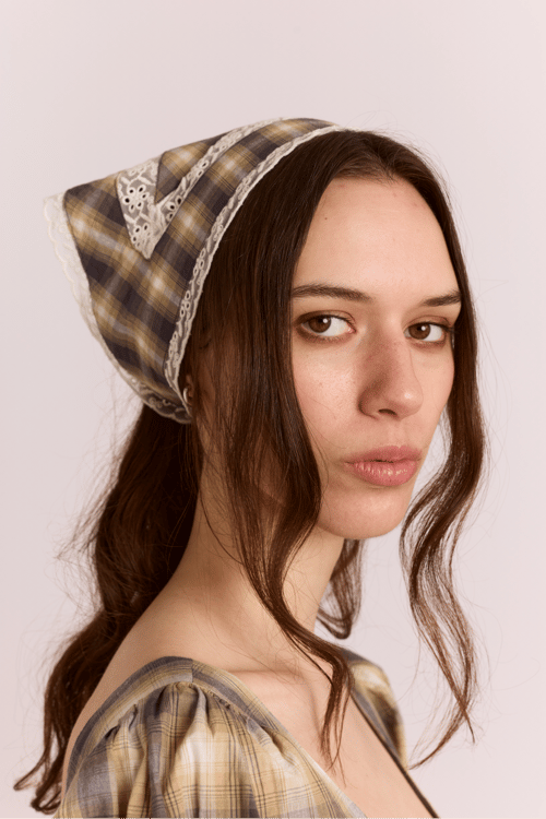 Image of 6-Pañuelo Diadema Headband Cardamom check