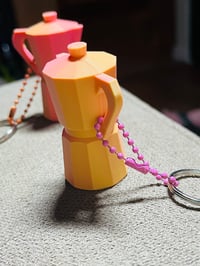 Image 1 of Mini Coffee Maker Keychain | 3D Printed Moka Pot Keychain | Coffee Bag Charm