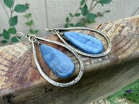 Image 11 of Indigo Blue Kyanite stone brass  earrings / n57