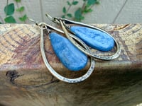 Image 2 of Indigo Blue Kyanite stone brass  earrings / n57