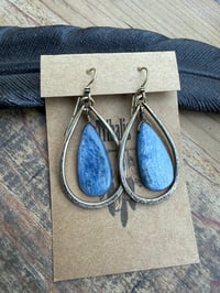 Image 10 of Indigo Blue Kyanite stone brass  earrings / n57