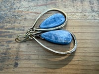 Image 5 of Indigo Blue Kyanite stone brass  earrings / n57
