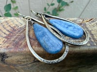 Image 8 of Indigo Blue Kyanite stone brass  earrings / n57