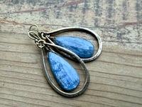 Image 9 of Indigo Blue Kyanite stone brass  earrings / n57