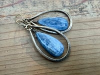 Image 6 of Indigo Blue Kyanite stone brass  earrings / n57