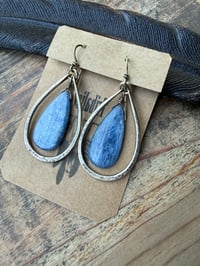 Image 14 of Indigo Blue Kyanite stone brass  earrings / n57