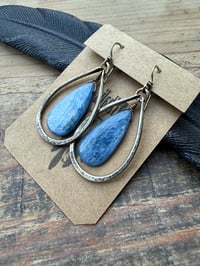 Image 21 of Indigo Blue Kyanite stone brass  earrings / n57