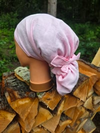 Image 1 of Upcycled Pure Linen Tie Tichel in Light Pink