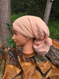 Image 1 of Upcycled Linen Tie Tichel in Creamsicle 