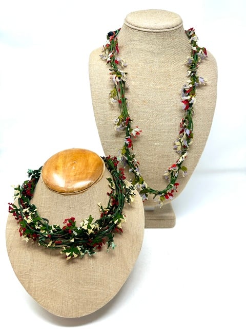 Oya Flower Garland Necklaces - Red Mix - One of A Kind - Image 1 of 5
