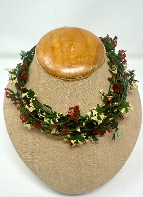 Oya Flower Garland Necklaces - Red Mix - One of A Kind - Image 2 of 5