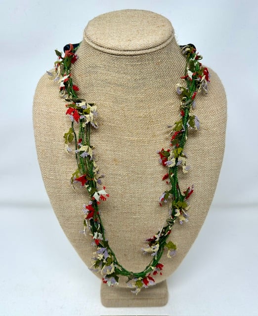 Oya Flower Garland Necklaces - Red Mix - One of A Kind - Image 4 of 5