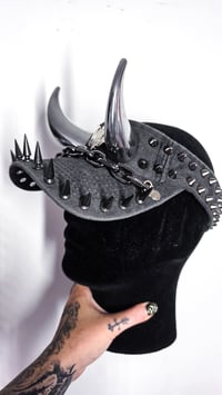 Image 6 of Chrome Horn Visor - Acid wash