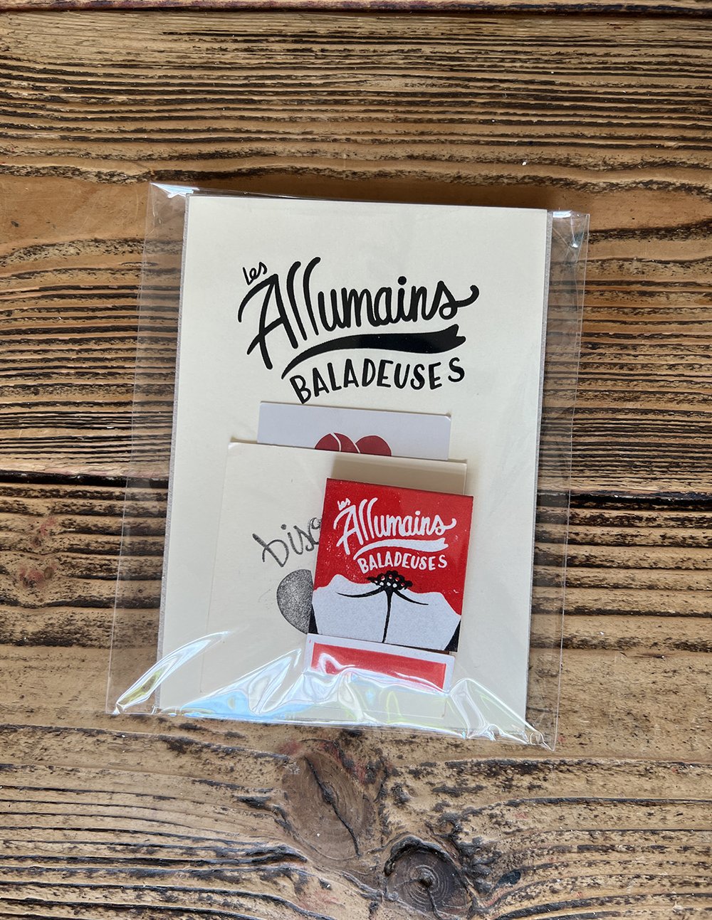 Image of "Les Allumains balladeuses" linocut cutout (fake) matchbook