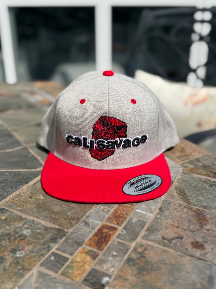 Image of Cali Savage gray and red snapback 